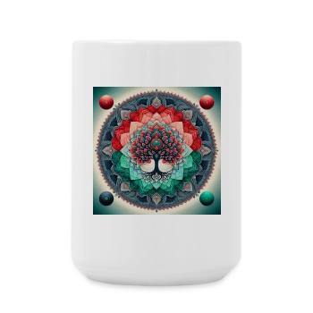 Arbre mandala en nuances vives - Grande tasse 440 ml - blanc - Devant