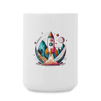 Rocket with stylish design cropped - Large Mug 440 ml - white - Front