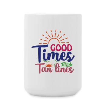 Gute Zeiten und Bräunungsstreifen - Große Tasse 440 ml - Weiß - Vorne