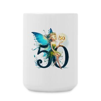 50 Jahre Fee Elfe süß Geburtstag Geschenk - Große Tasse 440 ml - Weiß - Vorne