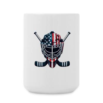 Ice Hockey USA Flag Helmet Sports - Large Mug 440 ml - white - Front