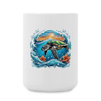 Sunset turtle by the sea - Large Mug 440 ml - white - Front