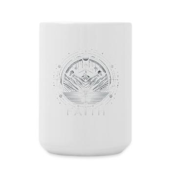 Faith: Silberne Bergkreis-Metall-Design - Große Tasse 440 ml - Weiß - Vorne
