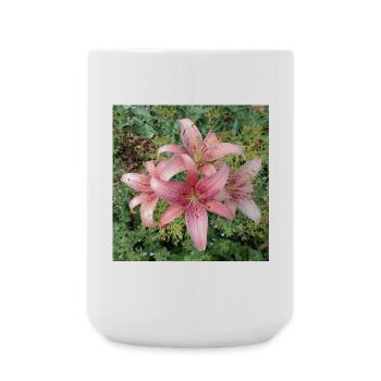 Pink Lily Blossoms - Large Mug 440 ml - white - Front