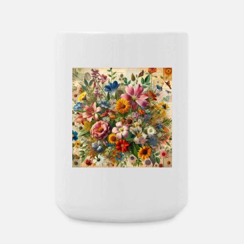 Blumen - Große Tasse 440 ml - Weiß