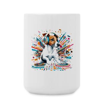 Jack Russell Terrier DJ Musik Geschenk - Große Tasse 440 ml - Weiß - Vorne