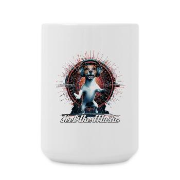 Jack Russell Terrier tanzt fühle die Musik Geschen - Große Tasse 440 ml - Weiß - Vorne