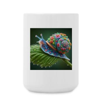 Blühende Schnecke - Große Tasse 440 ml - Weiß - Vorne