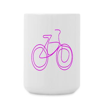 LINE ART BICYCLE PINK MINIMALISM - Large Mug 440 ml - white - Front
