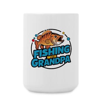 Angeln mit Opa buntes Angelmotiv - Große Tasse 440 ml - Weiß - Vorne