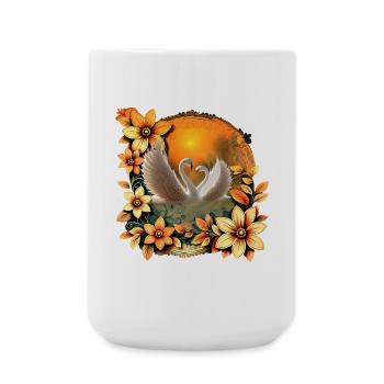 Beautiful swans in love. - Large Mug 440 ml - white - Front