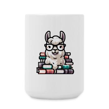Bookworm Llama: The Literary Alpaca - Large Mug 440 ml - white - Front