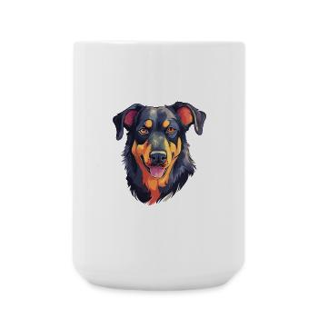 Beauceron Hunderasse Aquarell Karikatur Kawaii Colo - Große Tasse 440 ml - Weiß - Vorne