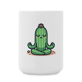 Zen-Kaktus - Friedliche Pflanzenpose - Große Tasse 440 ml - Weiß - Vorne