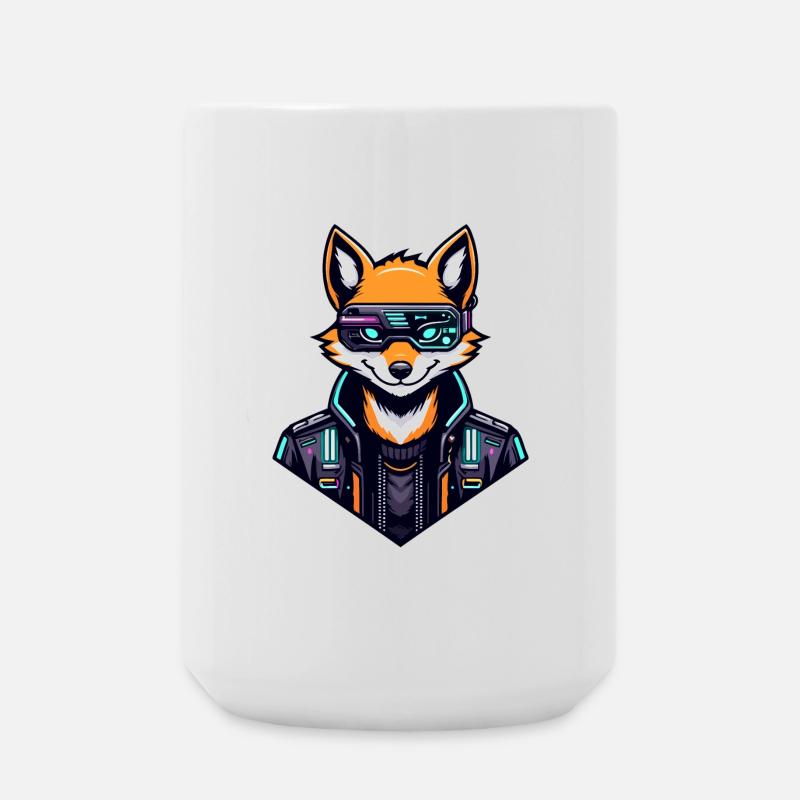 Cyber Fox Neon Tech Wild - Große Tasse 440 ml - Weiß