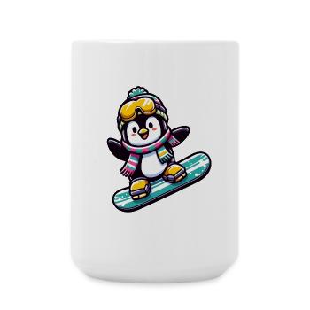 Snowboard Star: The Sliding Penguin - Large Mug 440 ml - white - Front