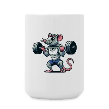Mighty Mouse Lifter: Der Workout-Krieger - Große Tasse 440 ml - Weiß - Vorne
