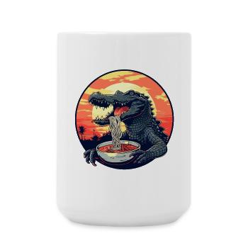 Funny Crocodile Ramen Noodles Japan Alligator - Large Mug 440 ml - white - Front