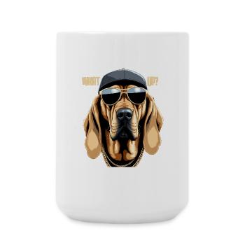 Bloodhound Was geht Gangsta Hund Geschenk - Große Tasse 440 ml - Weiß - Vorne