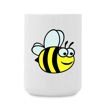 Cheerful Yellow Bee Cartoon - Large Mug 440 ml - white - Front