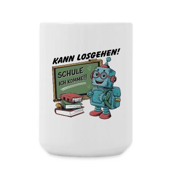 Einschulung erster Schultag kleiner Roboter - Große Tasse 440 ml - Weiß - Vorne