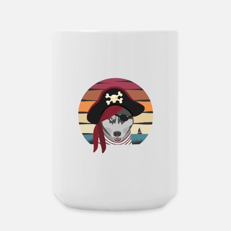 pirate dog - Large Mug 440 ml - white
