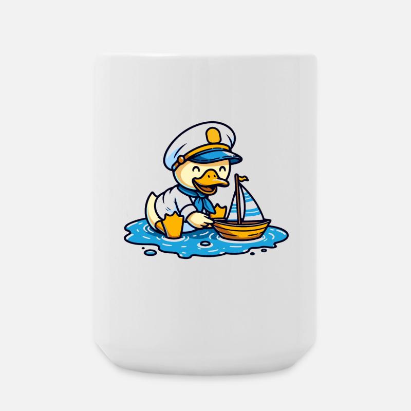 Sailing Duck: The Seafaring Captain - Large Mug 440 ml - white