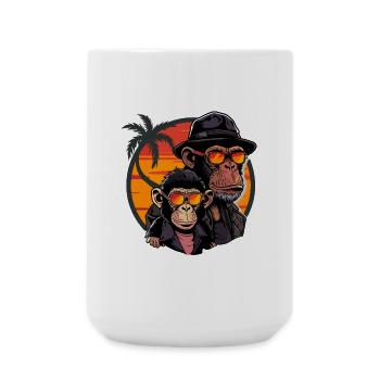 Monkey Dad Son Monkey Chimpanzee Animal Vintage - Large Mug 440 ml - white - Front