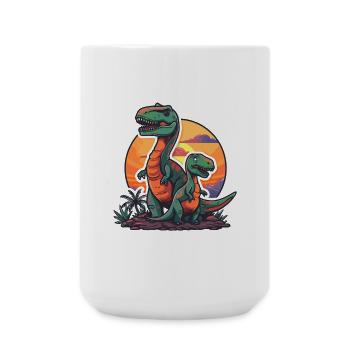 Dinosaur Dad Dino Father Son Vintage Retro - Large Mug 440 ml - white - Front