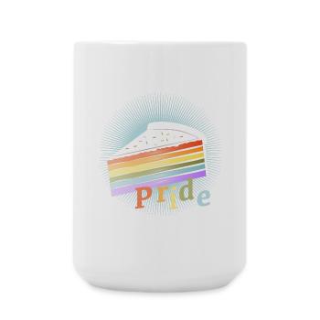 Piece of rainbow cake in delicate pastel colors - Large Mug 440 ml - white - Front
