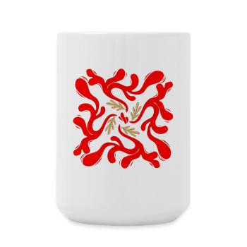 Rote Florale Ranken Muster - Große Tasse 440 ml - Weiß - Vorne