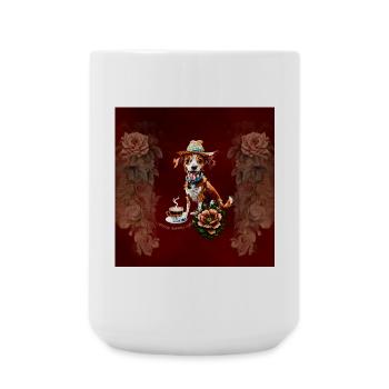 A happy cartoon dog wearing a hat - Large Mug 440 ml - white - Front