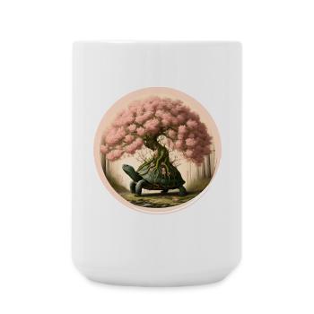 Turtle with a bonsai on its carapace - Large Mug 440 ml - white - Front