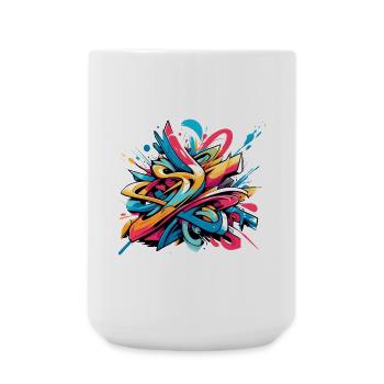 Cool Colorful Dynamic Graffiti Illustration - Large Mug 440 ml - white - Front