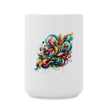 Coole florale dynamische Graffiti-Illustration - Große Tasse 440 ml - Weiß - Vorne