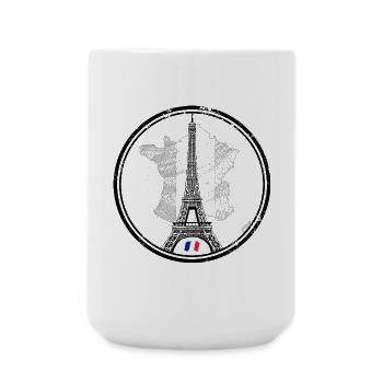 Grunge Eiffelturm in französischer Flagge - Große Tasse 440 ml - Weiß - Vorne