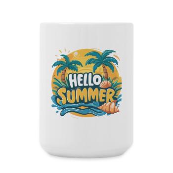 Schillernde Eleganz HELLO SUMMER - Große Tasse 440 ml - Weiß - Vorne