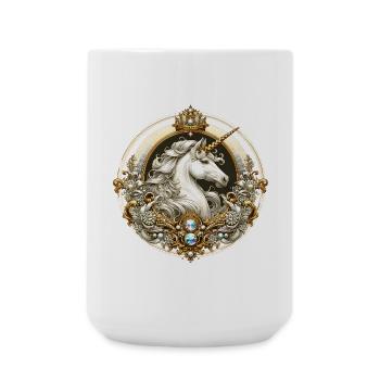 majestätisches Einhorn kunstvoll verziert - Große Tasse 440 ml - Weiß - Vorne