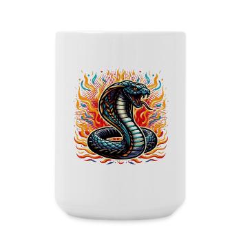 motif de serpent cobra coloré avec flammes - Grande tasse 440 ml - blanc - Devant