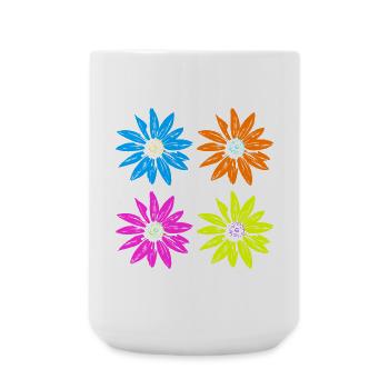 Floral Pop Art Four Colors - Large Mug 440 ml - white - Front