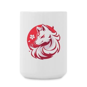 Renard blanc style asiatique - Grande tasse 440 ml - blanc - Devant