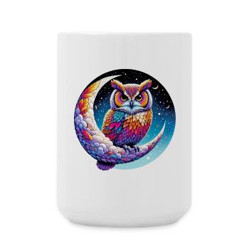 Eule auf dem Mond - Große Tasse 440 ml - Weiß - Vorne