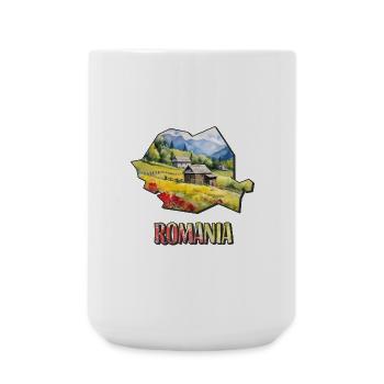 Carte à l’aquarelle Roumanie - Grande tasse 440 ml - blanc - Devant