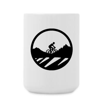 Mountain Bike Cyclist Drawing - Large Mug 440 ml - white - Front