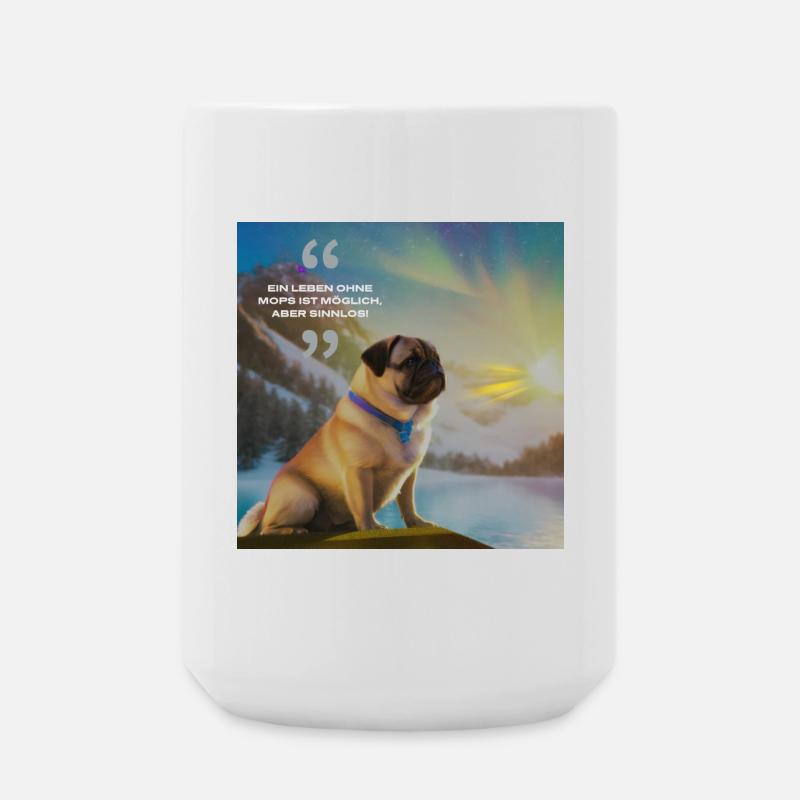 Welpen im Polarlicht mit Spruch - Große Tasse 440 ml - Weiß