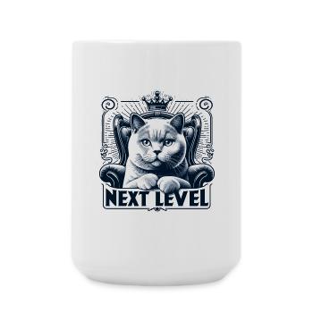 BKH Britisch Kurzhaar Blue Katze Königssessel - Große Tasse 440 ml - Weiß - Vorne
