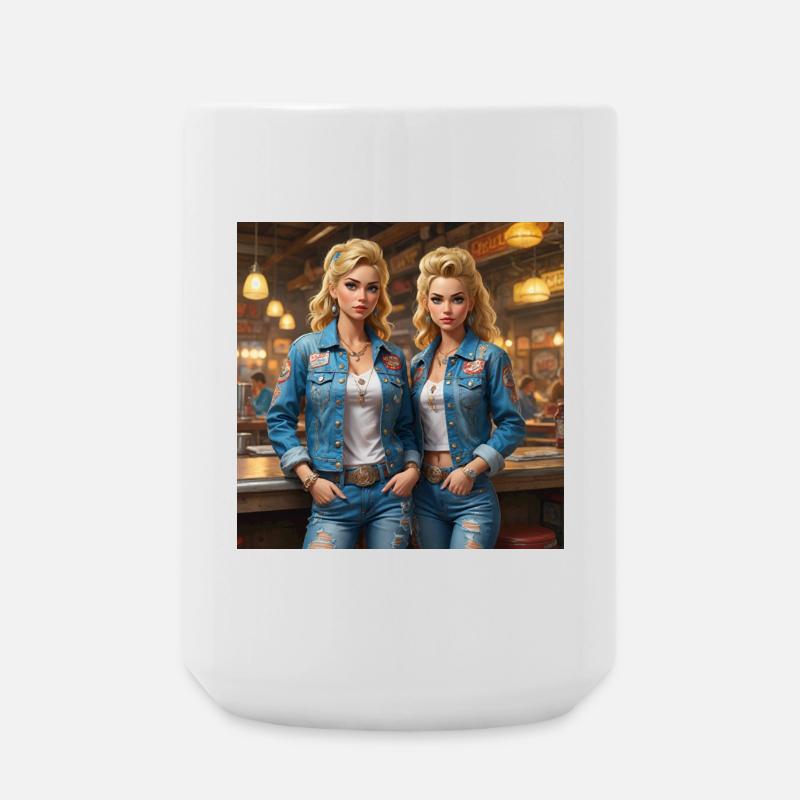 Diner Denim Duette - Große Tasse 440 ml - Weiß