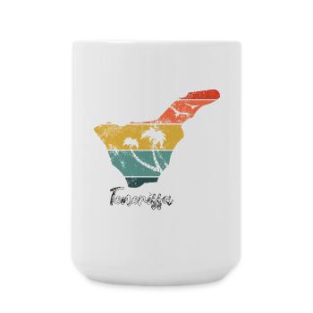 Tenerife map outline Canary Islands holiday vintage - Large Mug 440 ml - white - Front