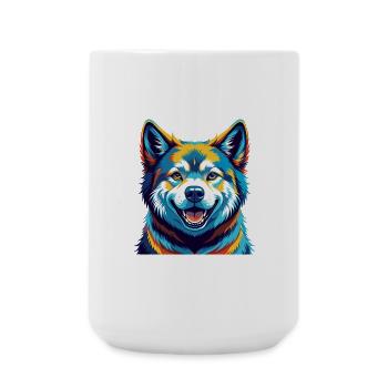 Akita Hunderasse Buntes Aquarell Karikatur Kawaii - Große Tasse 440 ml - Weiß - Vorne
