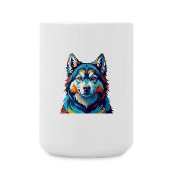 Alaskan Malamute Dog Breed Colorful Cartoon Kawaii - Large Mug 440 ml - white - Front